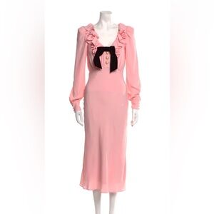 Alessandra Rich Pink Midi Dress with Bow